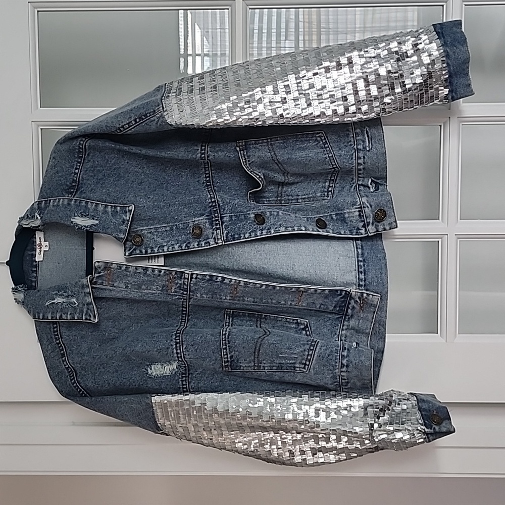GeeGee denim sequin sleeve jacket